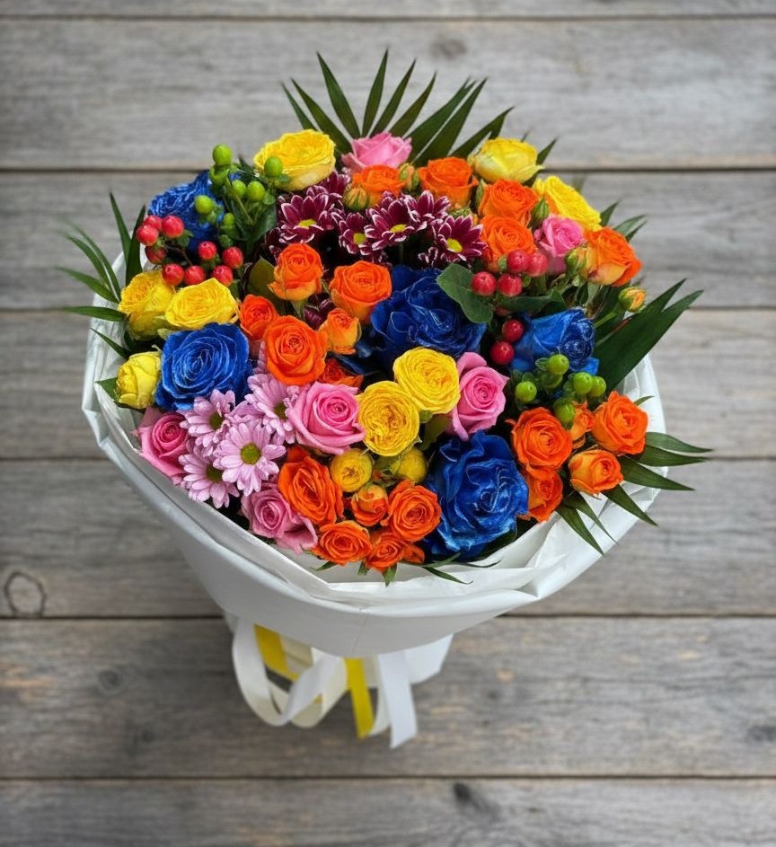 Букет цветов из: Розы и Хризантемы в Кабардинка