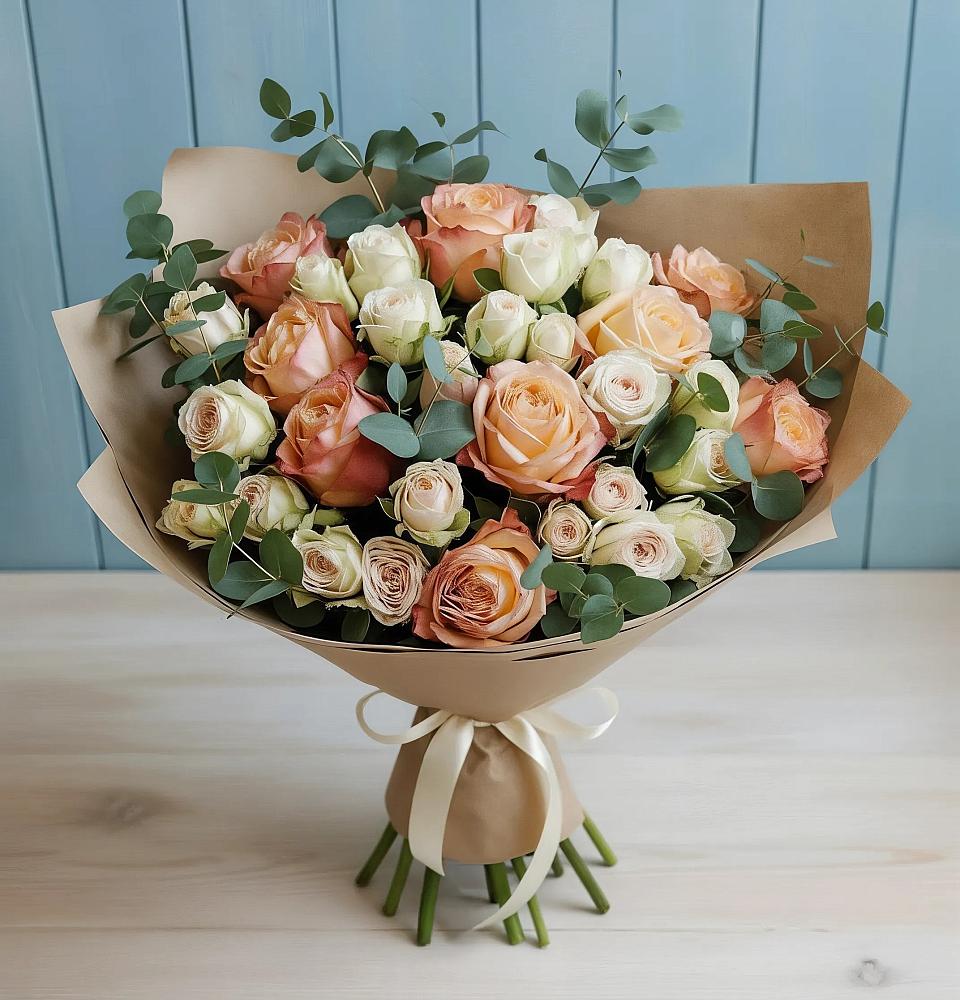 Букет цветов из: Альстромерии и Розы в Кабардинка