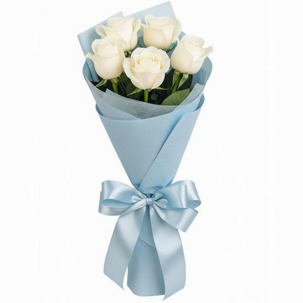 Букет 5 Белых роз Проуд в Кабардинка