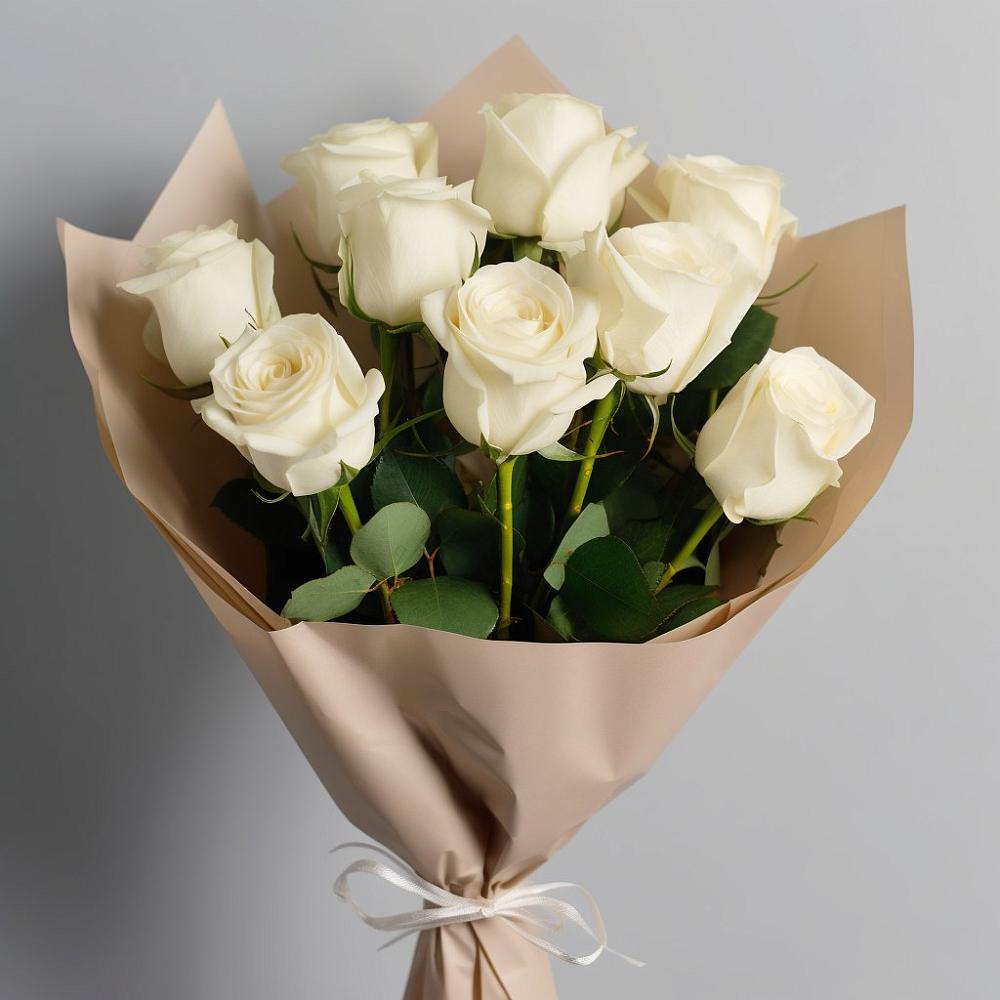 Букет 9 Белых роз Эдлесс Лав в Кабардинка