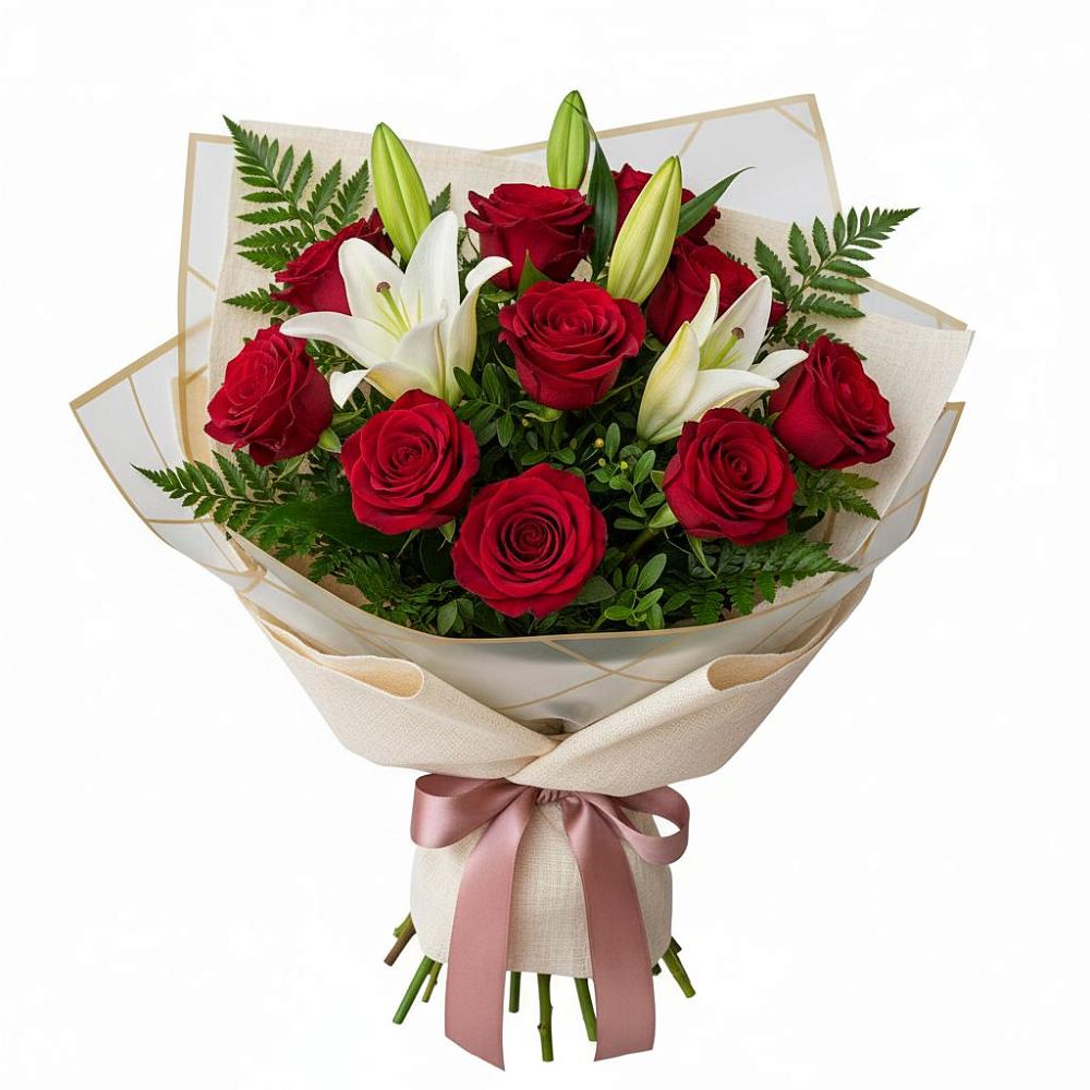 Букет цветов из: Лилии и Розы в Кабардинка