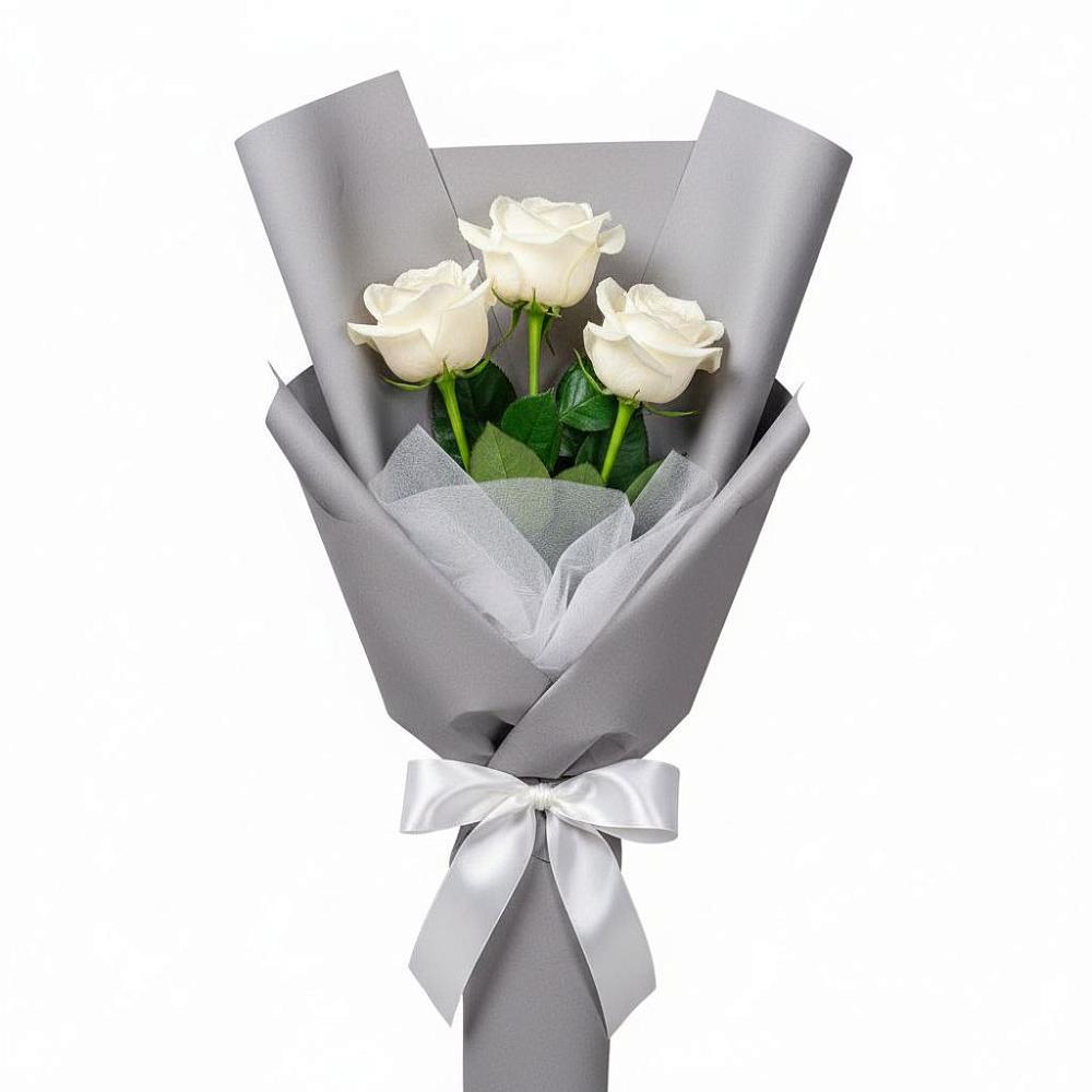Букет 3 белые розы в Кабардинка