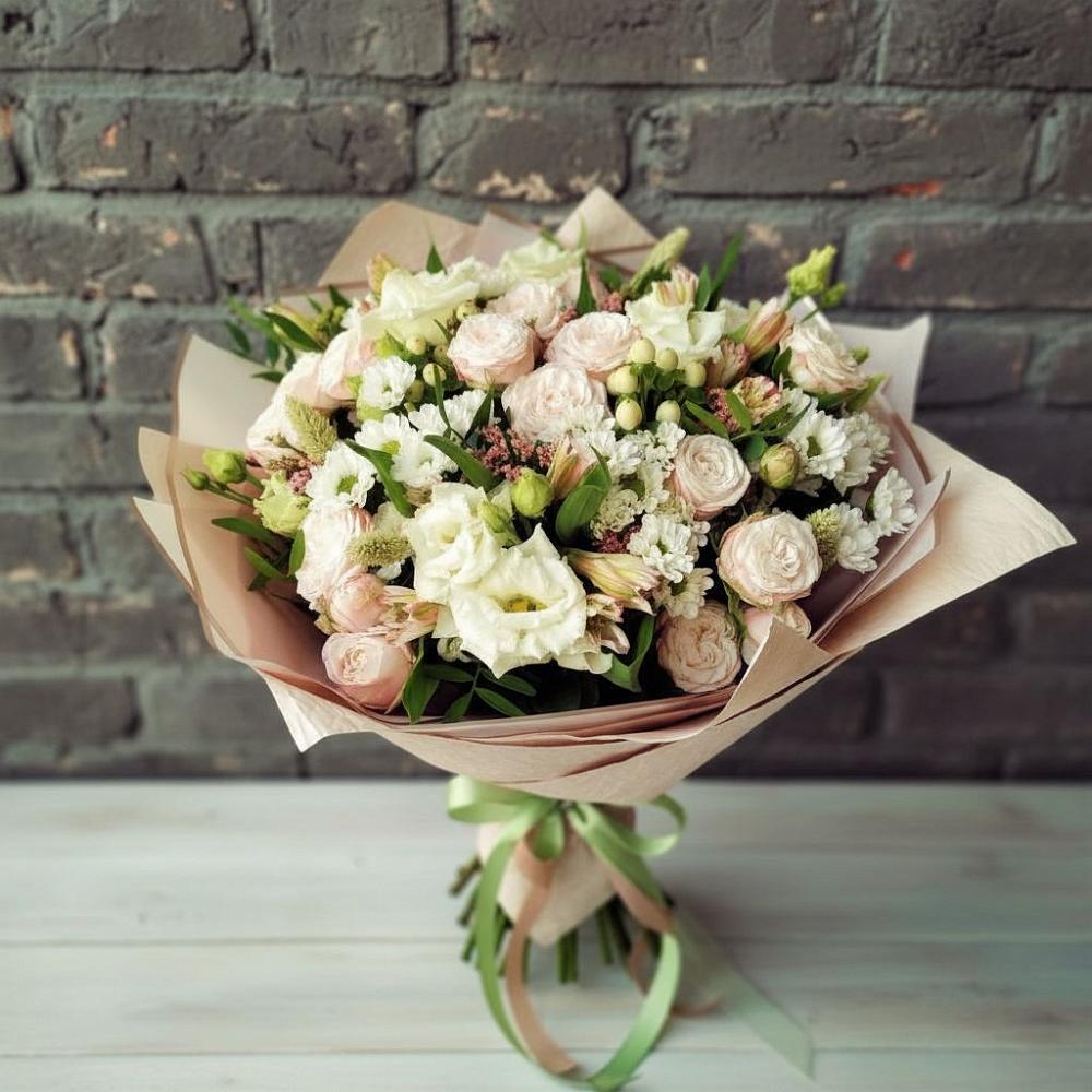 Букет цветов из: Альстромерии, Розы и Хризантемы в Кабардинка