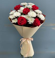 Букет цветов из:  Розы и Хризантемы в Кабардинка