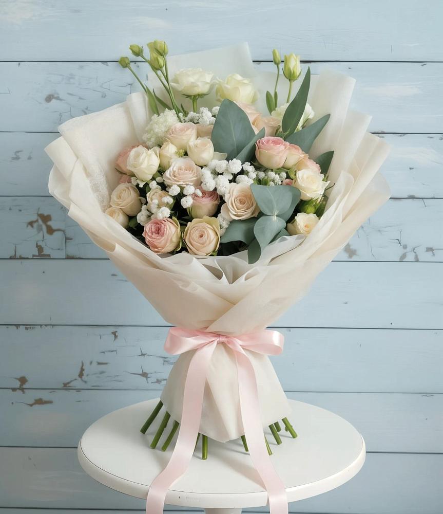 Букет цветов из: Розы и Лизиантусы в Кабардинка