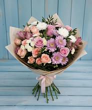 Букет цветов из:  Хризантемы, Розы и Альстромерии в Кабардинка