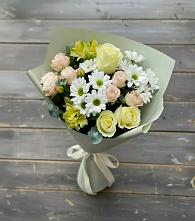 Букет цветов из:  Альстромерии, Розы и Хризантемы в Кабардинка